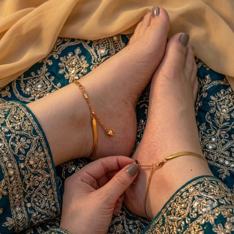 (২ পিস) এক জোড়া – Luxury 18K Golden Plated Payel